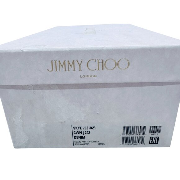 Jimmy Choo Skye 70 Denim Blue Lizard Leather Mules EU 36.5 US 6.5 NIB MSRP $850 - Picture 5 of 8